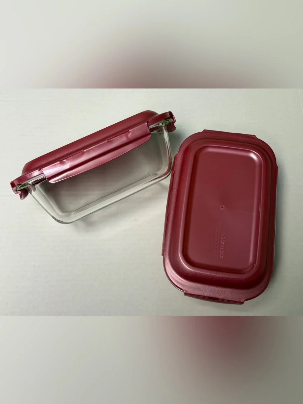 Set of 2 Lock & Lock Glass Loaves with Locking Lids